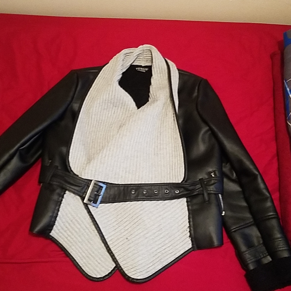 Leather sweater jacket